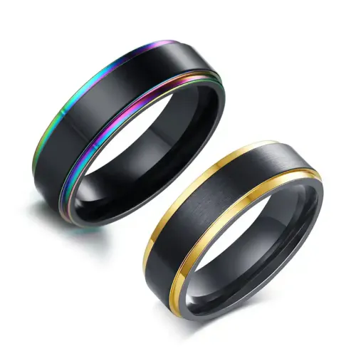 RTM171 Rainbow Titanium Steel Ring Colorful Stainless Steel Men's Fashion Jewelry