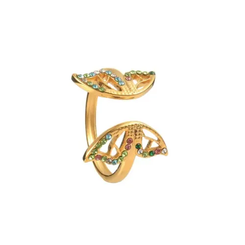 RTM2450 Colorful Butterfly Open Ring for Women Micropaved Zirconia Jewelry