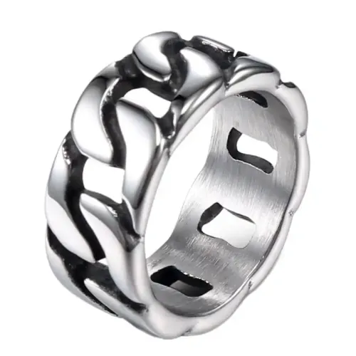 RTM587 Men's Titanium Steel Motorcycle Chain Ring Durable Stainless Steel Jewelry