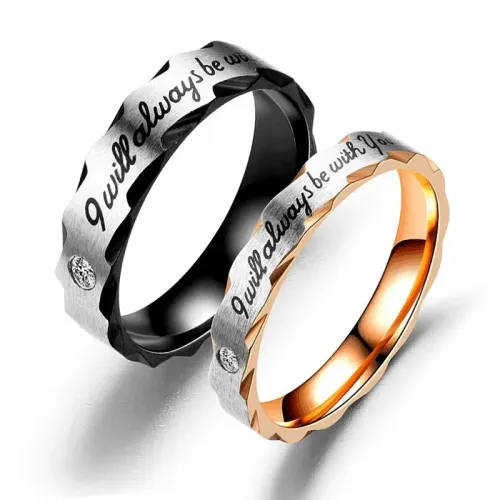 RTM928 Luxurious Stainless Steel Couple's Diamond Zircon Ring Eternal Bond