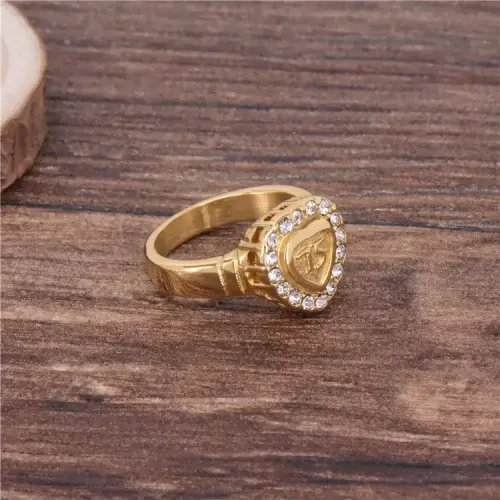 RTM390 Diamond Heart Shaped Ring 75 engrave Women's Stainless Steel Band