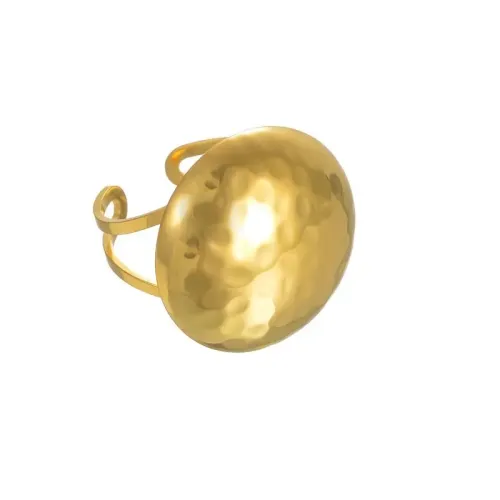 RTM2455 Irregular Hammered Stainless Steel Ring with 18K Gold Adjustable Open Design