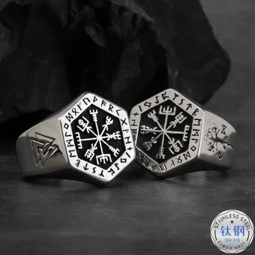 RTM2403 Nordic Viking Compass Ring Stainless Steel Men's Jewelry Totem
