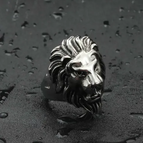 RTM1918 Stainless Steel Lion Ring Punk Style Animal Jewelry for Men