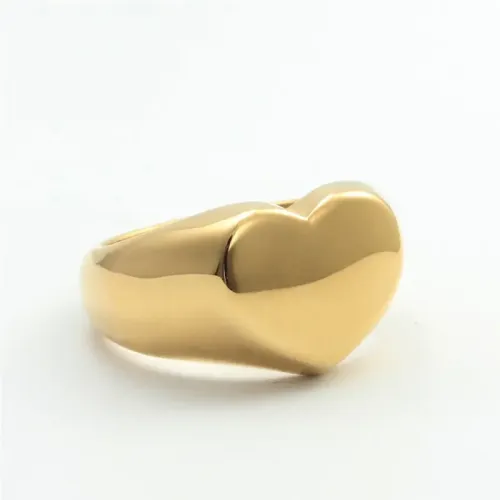 RTM1804 Shiny Stainless Steel Heart-Shaped Wedding Ring Elegant Jewelry for Women