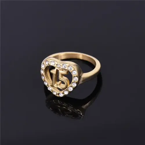 RTM315 Love-Shaped Diamond Pinky Ring No. 15 Small Stainless Steel Women's Ring