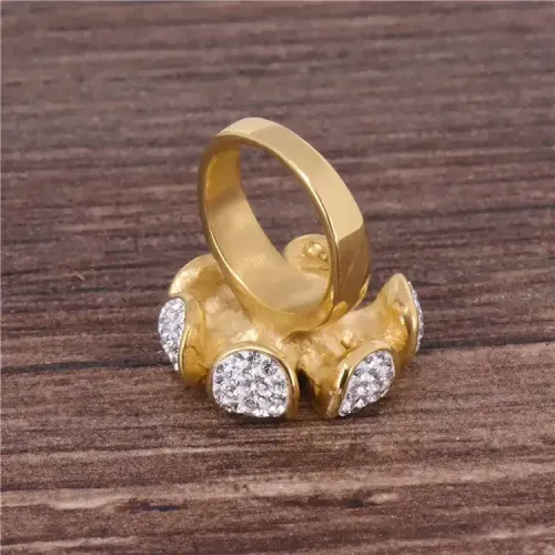 RTM359 Diamond-Encrusted Chrysanthemum Flower Ring Women's Titanium Steel Luxury Jewelry