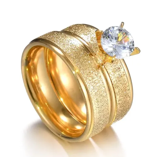 RTM2620 Frosted Stainless Steel Couple Rings Perfect Gifts for Men & Women