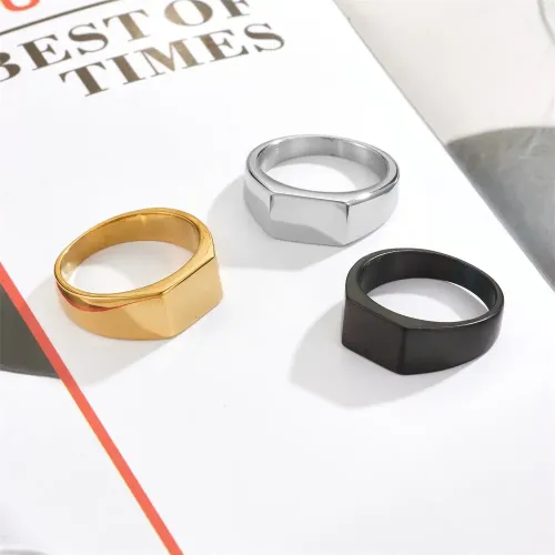 RTM2188 Rectangular Stainless Steel Men's Ring Laser-Engravable Band