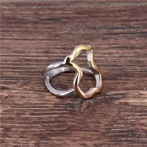 RTM303 Women's Little White Bear Titanium Steel Ring Cute Clear Bear Design