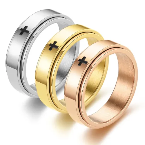 RTM2865 Corrosion-Resistant Oiled Four Leaf Clover Rotatable Couple Ring Unique Jewelry