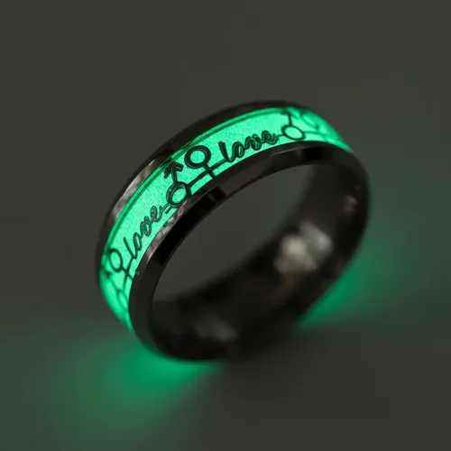 RTM1219 Luminous Stainless Steel Couple Love engrave Ring Perfect for Bar,Nightclub & KTV Parties