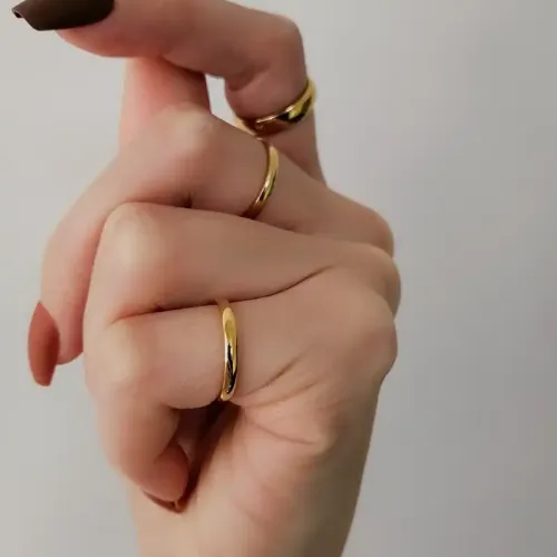 RTM150 Gold-Plated Titanium Steel Rings Unisex Hand Jewelry for Couples