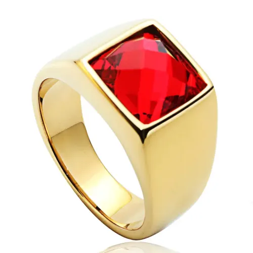 RTM2045 Elegant Ruby Ring in Stainless Steel Luxurious Men's Fashion Accessory