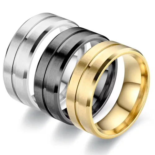RTM991 Elegant Brushed Stainless Steel Couple Rings for Men Perfect Love Symbol