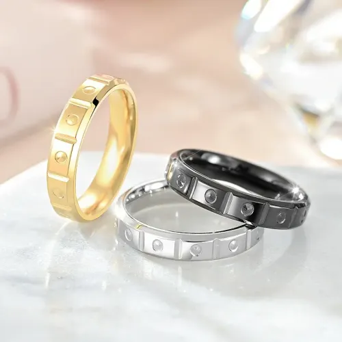 RTM703 Elegant Stainless Steel Couple Rings Perfect Match for Love & Commitment