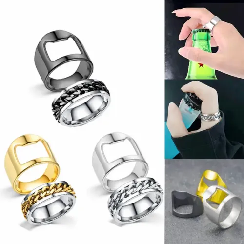 RTM1011 Innovative Stainless Steel Ring with Beer Bottle Opener Must-Have Accessory