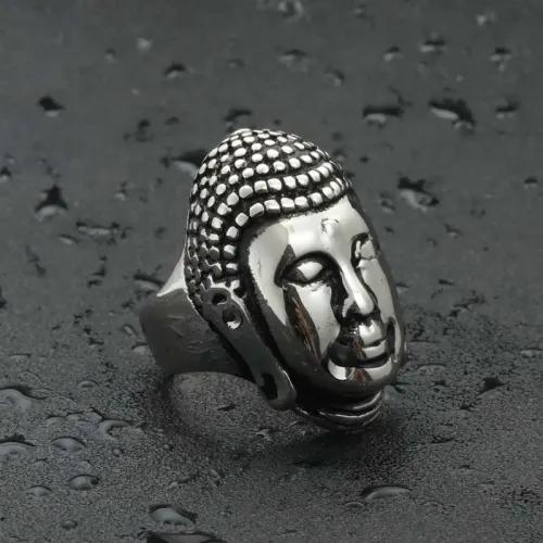 RTM2001 Gautama Buddha Head Punk Ring Durable Stainless Steel Fashion Accessory