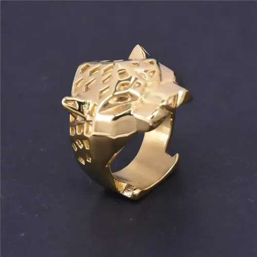 RTM322 Gold-Plated Tiger Head Men's Ring Stainless Titanium Steel Jewelry