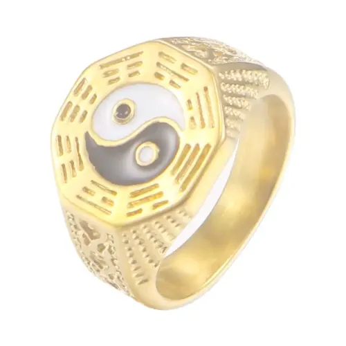 RTM540 Tai Chi Bagua Ring Titanium Steel Men's Stainless Steel Chinese Ethnic Jewelry