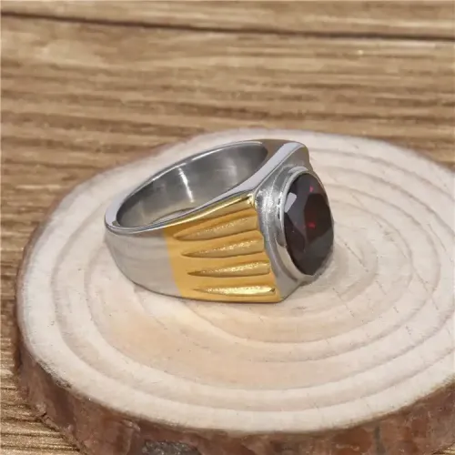 RTM305 Men's Ruby Titanium Steel Ring Multi-Color Gemstone Options Available