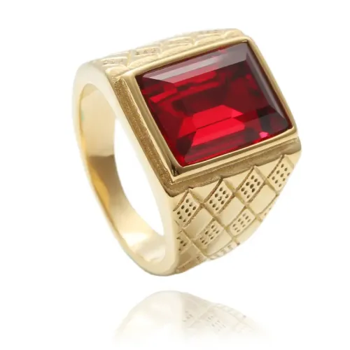 RTM1499 Multicolor Stone Square Ring Stainless Steel Fashion Jewelry for All