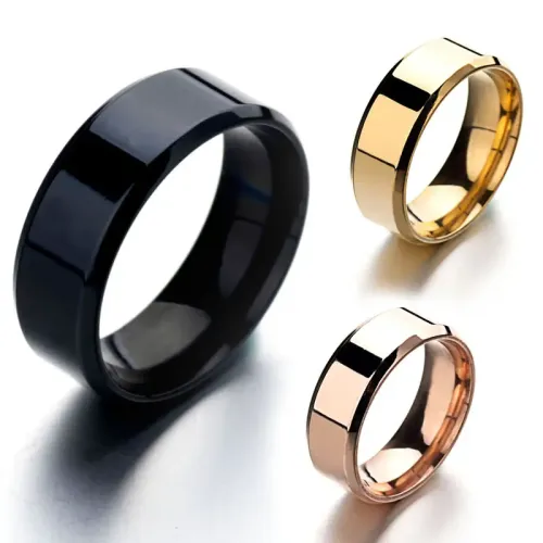 RTM2641 Gold Stainless Steel Men's Band Ring Sleek & Durable Fashion Accessory