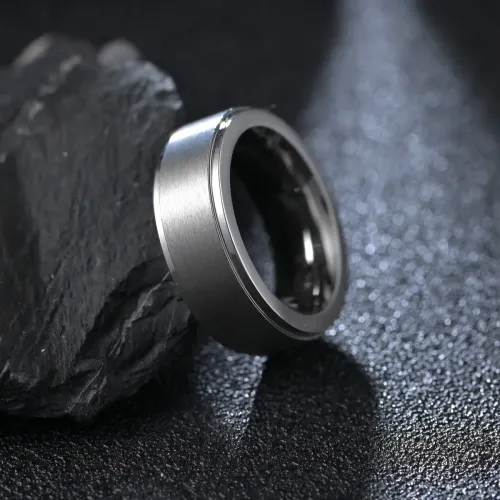 RTM1477 Men's Gold Tungsten Steel Ring Brushed Sand Surface Elegant Jewelry