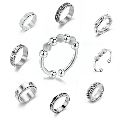 RTM877 Rotating Stainless Steel Anti-Anxiety Ring Stress Reducing Couple Jewelry