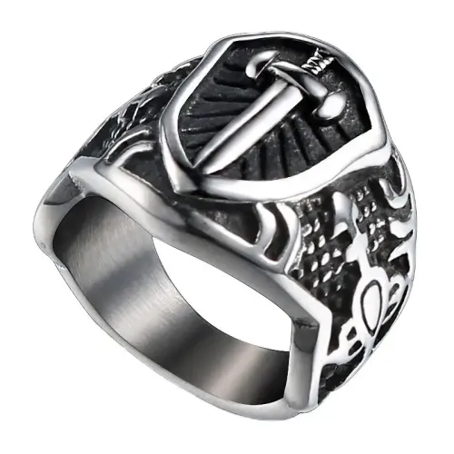RTM640 Men's Punk Ring Titanium Stainless Steel Jewelry Accessory
