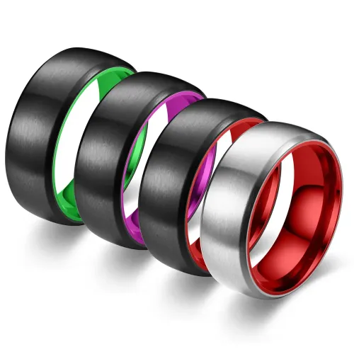RTM2853 Matte Red & Purple Green Two-Color Couple Rings Unique Blend