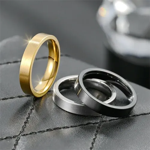 RTM1032 4MM Frosted Gold Stainless Steel Ring Elegant & Durable Band