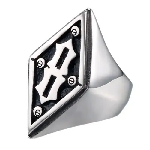 RTM508 Men's Titanium Steel Ring Water Chestnut Totem Stainless Jewelry