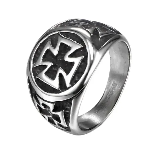 RTM541 Men's Cross Ring Titanium Stainless Steel Band Durable Fashion Jewelry