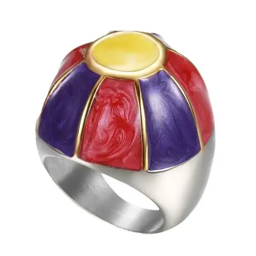 RTM331 Ruby Diamond Ring Women's Titanium Stainless Steel Four-Prong Setting