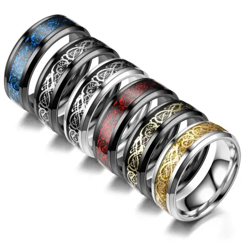 RTM950 Luxury Dragon Pattern Stainless Steel Rings Exclusive Couple's Men's Jewelry