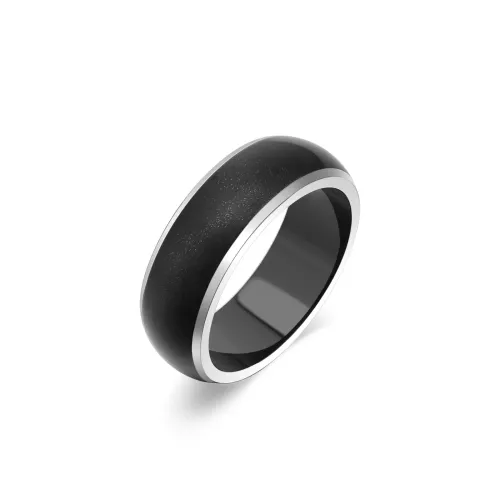 RTM2261 Frosted Black Stainless Steel Ring Sleek Men's Jewelry Accessory