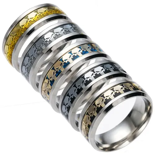 RTM1188 Men's Small Skull Charm Ring Band Unique Stainless Steel Accessory