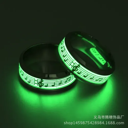 RTM2792 Glow in the Dark Music Score Ring Unique Musical Themed Jewelry
