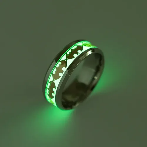 RTM1214 Glow-in-the-Dark Bat Ring Luminous Stainless Steel Jewelry