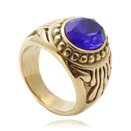 RTM1698 Punk Stainless Steel Eagle Ring with Multicolor Gemstone Bold Statement Jewelry
