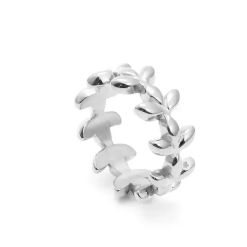 RTM2085 Stainless Steel Jewelry Leaf Couple Ring Willow Design for Men & Women
