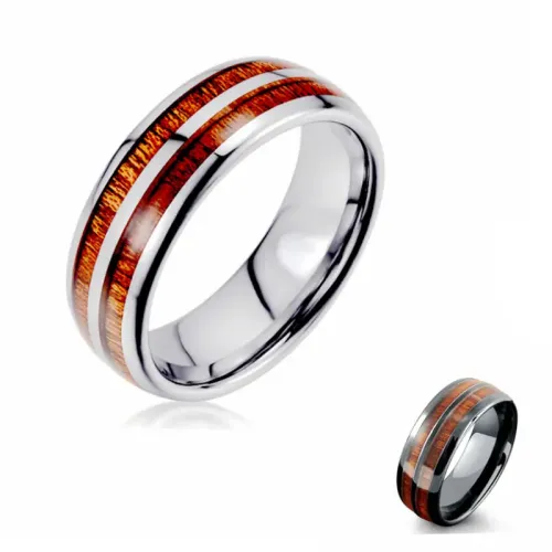 RTM770 Wood Grain Oil Dripping Stainless Steel Couple Rings Men & Women Jewelry