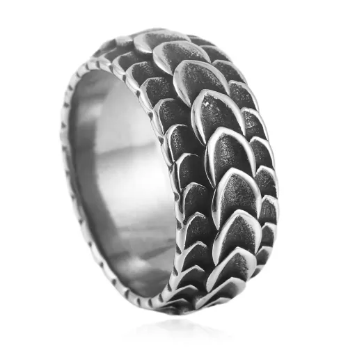 RTM1599 Men's Stainless Steel Dragon Scale Ring Animal Inspired Jewelry