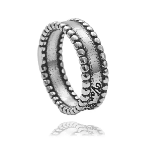 RTM1727 Alphabet Bead Shaped Ring Stainless Steel Jewelry for Unisex Style