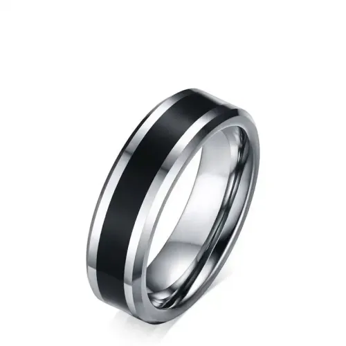 RTM75 Black Gold Tungsten Steel Ring for Men 6mm Epoxy Hand Jewelry