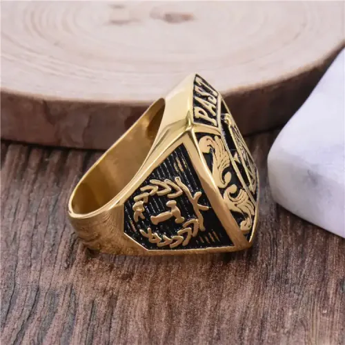 RTM467 Masonic AG Logo Titanium Steel Ring Square Stainless Steel Religious Jewelry