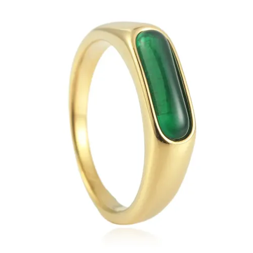 RTM1638 Multicolor Long Stone Stainless Steel Ring for Men Trendy Accessory