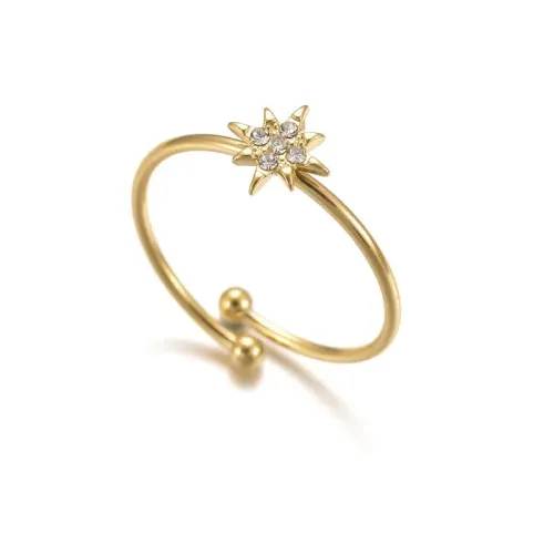 RTM2547 Elegant OL 8-Point Star Diamond Adjustable Women's Ring Perfect Accessory