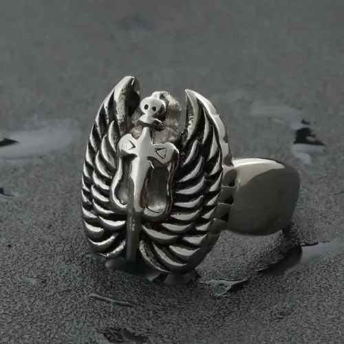 RTM1998 Punk Wings Sword Ring Stainless Steel Fashion Accessory Men